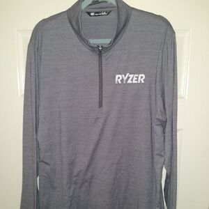 Travis Mathew Gray Quarter Zip Pullover Men's sz Large Ryzer Logo